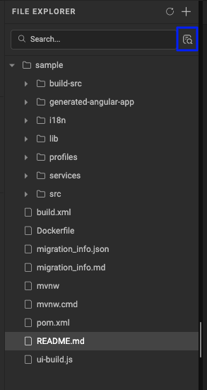 Advanced Search icon highlighted next to the filename search box in the File Explorer